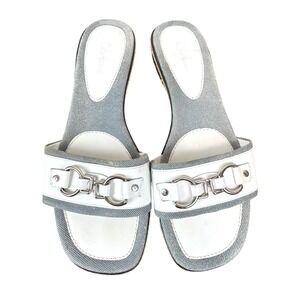 Cole Haan Nike Air Brontë Womens 9 White Leather Horsebit Slide Sandals